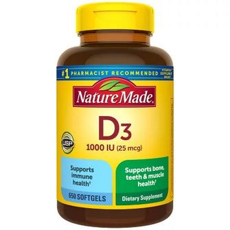 Nature Made Vitamin D3 25 Mcg (1,000 IU) Softgels (650 Ct.) - Brands For Less USA