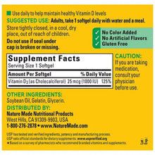 Nature Made Vitamin D3 25 Mcg (1,000 IU) Softgels (650 Ct.) - Brands For Less USA