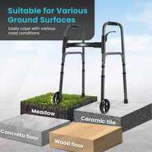 Naipo Compact Folding Walker for Seniors & Adults, Deluxe Lightweight Mobility Aids Walker with 5" Wheels and Trigger Release up to 300 lbs, Aluminium - Brands For Less USA