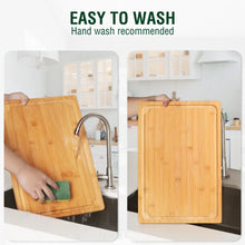 Empune Extra Large Bamboo Cutting Board, 19.9" Wooden Chopping Board for Kitchen with Juice Groove and Built-in Handles