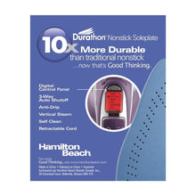 Hamilton Beach Durathon Clothing Iron, Steam Iron for Clothes with Nonstick Soleplate & Retractable Cord, Silver