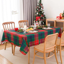 Romanstile Christmas Rectangle Green Plaid Tablecloth - 60 x 84 inch - Checkered Water Stain Resistant Table Cover, Washable Polyester Table Cloths for Xmas Dinner/Party Decoration/Holiday