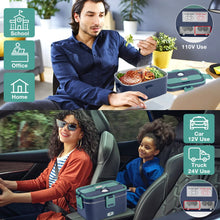 Livhil Electric Lunch Box Food Heater, Portable Food Warmer, Hot Lunch Warmer Heated Lunch Box for Adults, 60W 1.8L 12V-24V 110V Stainless Steel Container Portable Food Heater (Green+Royal Blue) - Brands For Less USA