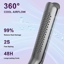 NEXPURE Airflow Styler Curling Iron, Flat Iron Hair Straightener and Curler 2 in 1, Ionic Curling Wand with 360°Cool Air Lock in Style,5 Temps & Anti-Scald, Purple