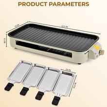 SUSLAS Electric Indoor Grill & Griddle, 1800W Smokeless Design with 4 Removable Nonstick Plates, Dishwasher Safe, Adjustable Temperature Control for Indoor Cooking