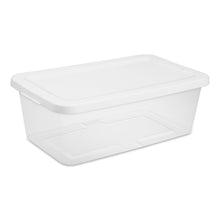 Sterilite Set of (10) 6 Quart Storage Boxes, Clear Plastic Storage Bin with Snap-On Lid, White