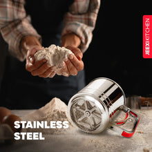 JEEXI Stainless Steel Flour Sifter with Soft Grip Handle, 3 Cup Capacity, Double Layer Fine Mesh for Sifting Flour, Sugar, and Coffee Powder, Durable Kitchen Gadget Tool for Baking and Pastry - Brands For Less USA