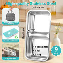 9 Pcs Stainless Steel Snack Containers with Lids and Lunch Box Bag, Grab and Go Snack Containers, Reusable 2 Compartment Stainless Steel Food Storage Containers Set for Travel & Outdoor Camping - Brands For Less USA
