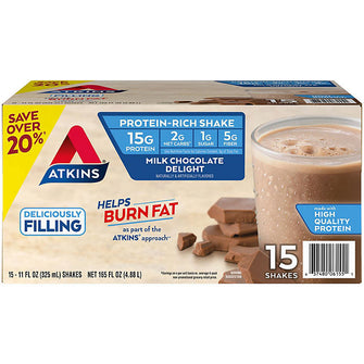 Atkins 15g Keto Protein Shake, Milk Chocolate (11 fl. oz., 15 pk.)