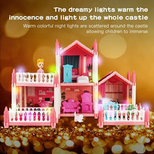 Anpro Pink Dollhouse Pretend Play Set for Kid, Big Villa Princess Castle, 5 Rooms Dollhouse with Doll Toy Figure for Boys and Girls Age 3+ Play House Gift Toys and Christmas - Brands For Less USA