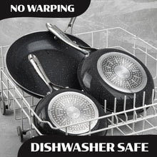 Granitestone 3 Pc Nonstick Frying Pan Set, 8" 10" 12" Frying Pans, Easy Clean Ceramic Frying Pan, Egg Omelet Pan Set, Oven & Dishwasher Safe Skillet, Black - Brands For Less USA