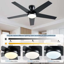Ceiling Fans with Lights, 48 inch Low Profile Ceiling Fan with Light and Remote Control, Flush Mount, Reversible Motor, Dimmable, Noiseless, White Ceiling Fan for Bedroom, Indoor/Outdoor Use