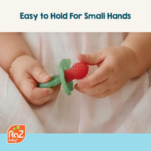 RaZbaby RaZberry Silicone Teether Toy / Multi-Texture Design / Hands Free Design / for Baby 3m+ / Pacifier Style Teether - Brands For Less USA