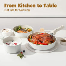 SENSARTE Nonstick Cookware Sets with Detachable Handles, 17Pcs Granite Pots and Pans Set, Induction Kitchen Cookware Sets Stackable White