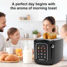 Bluebow 2-Slice Toaster with Touchscreen, 1.5" Wide Slots, 6 Bread Types & Shade Settings, Reheat, Defrost, Cancel, Removable Tray