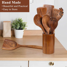 VAVSEA Thick Wooden Spoons for Cooking, 8 Pcs Natural Wooden Utensil for Cooking with Non-Stick, Heat Resistant, Wood Kitchen Utensil Set