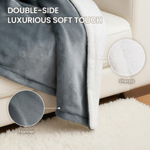 MaxKare 50" x 60" Electric Throw Blanket with 6 Heating Levels & 1-5H Auto-off, Machine Washable Flannel & Sherpa, Gray & White