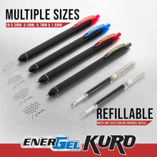 Pentel EnerGel Kuro Gel Pen, Shades of Black, 0.7mmtip, Assorted black ink, 5 pens