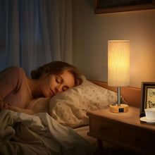 2PCS Small Touch Control Table Lamps for Bedroom, 3 Way Dimmable Bedside Lamp with USB C+A Fast Charging Ports, Nightstand Lamp for Office, Living Room, Reading, Bulbs Included, Wood