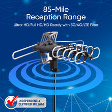onn. Outdoor TV Antenna with Pole, up to 85-Mile Reception Range, Ultra-HD/Full HD/HD Ready