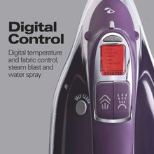 Hamilton Beach Durathon Clothing Iron, Steam Iron for Clothes with Nonstick Soleplate & Retractable Cord, Silver