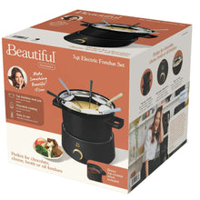 Beautiful 3 Qt Electric Fondue Set with Bonus 2 qt Ceramic Pot, Black Sesame by Drew Barrymore