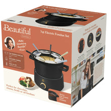 Beautiful 3 Qt Electric Fondue Set with Bonus 2 qt Ceramic Pot, Black Sesame by Drew Barrymore