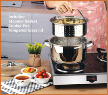 Mainstays Stainless Steel 4-Quart Steamer Pot with Glass Lid, Induction Compatible, Dishwasher Safe, Veggies, Fish - Brands For Less USA