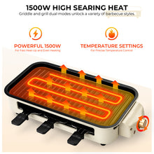 Electric Smokeless Indoor Grill – Non-Stick Raclette BBQ with 3 Mini Pans, Perfect for Grilling, Roasting & Frying, Easy to Clean, 1500W (Beige)