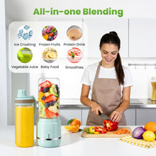 Personal Blender for Smoothies & Shakes, Portable Blender with 2 BPA-Free 15oz Cups, Ice Crushing for Kitchen Travel Gym, Includes Recipe Book, Blue