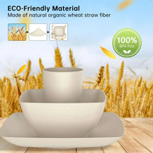 GPED 24 Pcs Wheat Straw Square Dinnerware Sets For 4, Unbreakable Dish Sets, Reusable Plates and Bowls Sets, Dinner Plates, Travel Camping Cutlery Set, Dishwasher Microwave Safe, Beige - Brands For Less USA