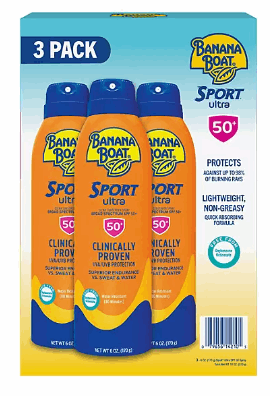 Banana Boat Sport Ultra Sunscreen Spray, SPF 50, 6 oz., 3 pk.