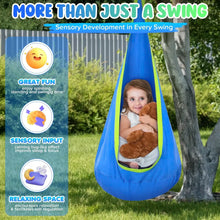 UQN Kids Pod Swing Seat, Light Up Hanging Hammock Chair with Inflatable Pillow, Indoor and Outdoor Toy Sensory Swing for kids, 100% Cotton Loading Capacity 176 lbs