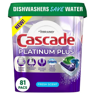 Cascade Platinum plus Actionpacs Dishwasher Detergent Pacs, Fresh Scent (81 Ct.) - Brands For Less USA