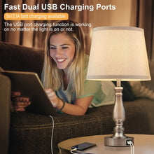 NATYSWAN Lamps for Bedrooms Set of 2, Brushed Nickel Bedside Lamps with USB Ports, 3 Way Dimmable Nightstand Lamps , Touch Table Lamp for Living Room Bedroom Office, Bulbs Included