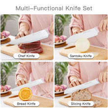 Astercook Knife Set, 14 Pieces Kitchen Knives Set with Healthy Anti-Rust Coating, Stainless Steel Knife Sets with Built-in Sharpener, Sharp & Rust Resistant Dishwasher Safe