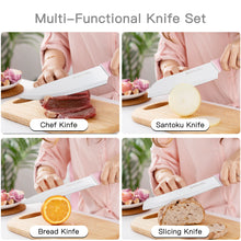 Astercook Knife Set, 14 Pieces Kitchen Knives Set with Healthy Anti-Rust Coating, Stainless Steel Knife Sets with Built-in Sharpener, Sharp & Rust Resistant Dishwasher Safe