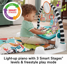 Fisher-Price Glow and Grow Kick & Play Piano Gym Baby Playmat with Musical Learning Toy, Blue