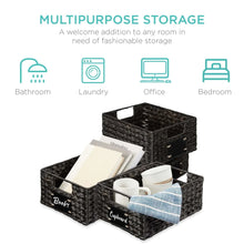 Best Choice Products Set of 4 12in Woven Water Hyacinth Pantry Baskets w/ Chalkboard Label, Chalk Marker - Brands For Less USA