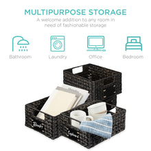 Best Choice Products Set of 4 12in Woven Water Hyacinth Pantry Baskets w/ Chalkboard Label, Chalk Marker