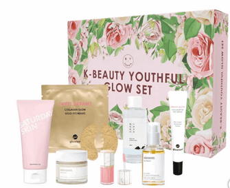 by Sophie K-Beauty Youthful Glow Set featuring Round Lab, Saturday Skin, Mixsoon, Glowiest & Dear Dahlia, 7-piece Set