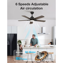 Ventilador de techo negro Warmiplanet de 52" con luz y control remoto 