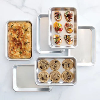 Nordic Ware Naturals Silver Eighth Sheet Pans, 6 Pack