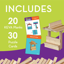 MindWare KEVA Brainbuilders, 3D brain building STEM challenges for boys & girls, Try to build the image, Practice spatial thinking, 20 planks & 30 puzzles