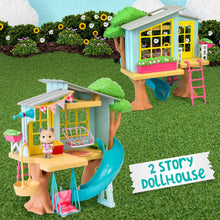 Honey Bee Acres 10in Treetop Hideaway Dollhouse with Miniature Figure, 21 Pieces, Children Ages 3+