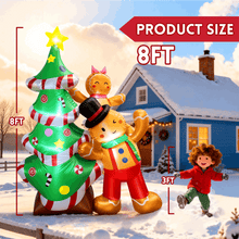 GVDV 8FT Christmas Inflatables Outdoor Decorations, Blow Up Yard Decoration(Gingerbread Man & Christmas Tree)