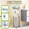 Toilet Paper Holder, Upgraded Toilet Paper Storage Free Standing, Free Standing Tissue Roll Storage Rack for Bathroom, Black