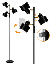 Yokila 66.25" 3 Light Modern Black Metal Floor Lamp for Living Room Bedroom Tall Standing Lamp with Rotary Switch for Home Office
