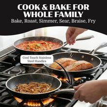 Granitestone 3 Pc Nonstick Frying Pan Set, 8" 10" 12" Frying Pans, Easy Clean Ceramic Frying Pan, Egg Omelet Pan Set, Oven & Dishwasher Safe Skillet, Black - Brands For Less USA