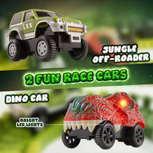 USA Toyz Dinosaur Dash Track 6 Dinosaurs LED Dino Car STEM Set Toy 225 Piece Tracks for Kids Ages 3+